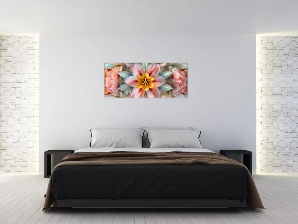 Obraz - Kaleidoskopický kvet (120x50 cm)