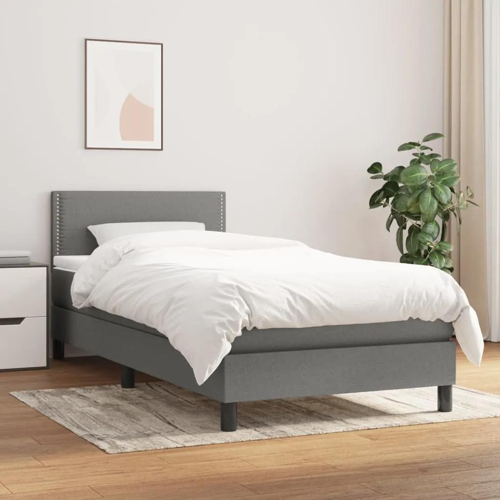 Boxspring posteľ s matracom tmavosivá 90x200 cm látka 3139946