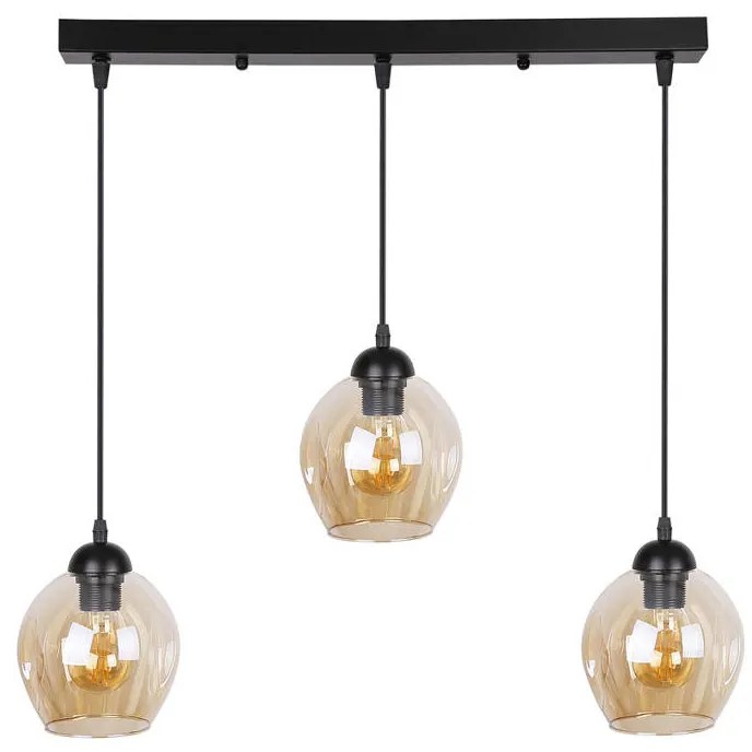 Candellux Čierno-hnedý závesný luster Aspa pre žiarovku 3x E27 33-00606