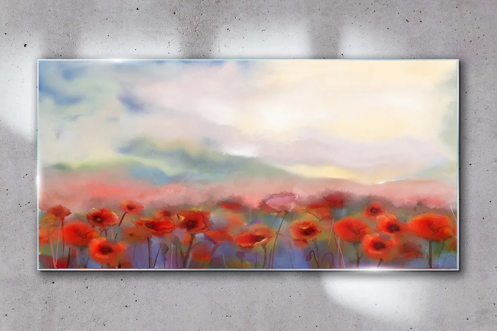 Skleneny obraz Abstrakcie maki kvety
