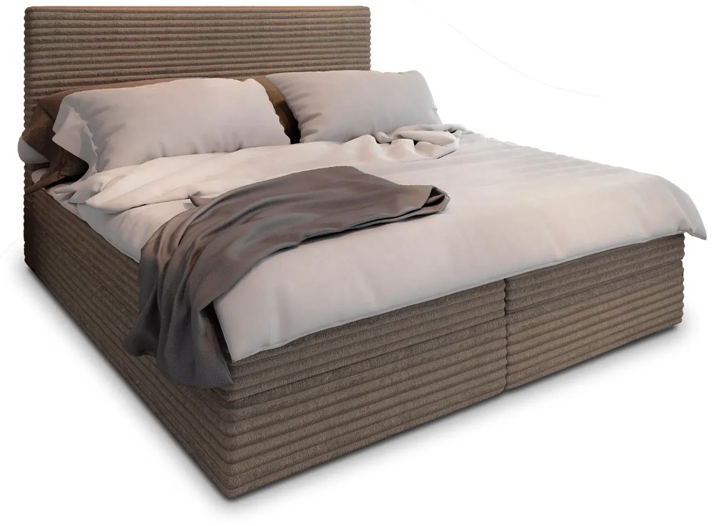 Čalúnená posteľ boxspring ISPIRA 140x200 cm svetlo hnedá Matrac: Matrace Bonell pružinová