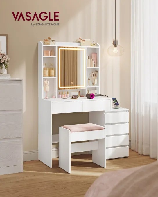 Toaletný stolík so zrkadlom a LED osvetlením RDT144WB01