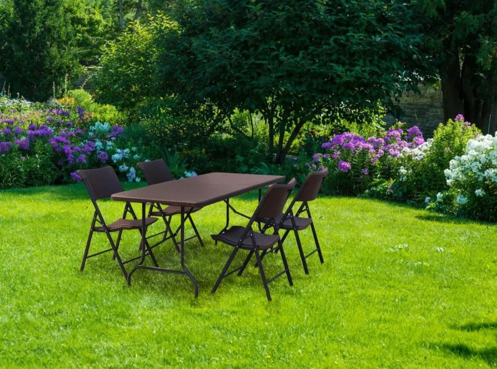 Bestent Cateringový stôl skladací 180cm Brown Rattan