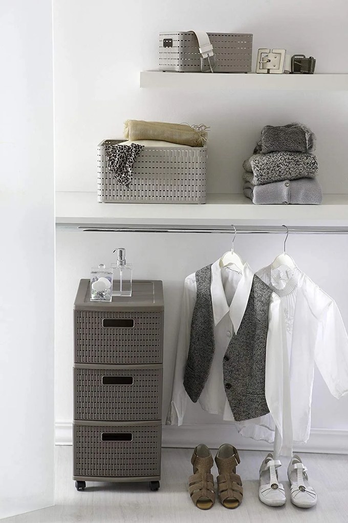 Rotho Plastový košík COUNTRY, rovný, béžový (2l - 18x14x10)