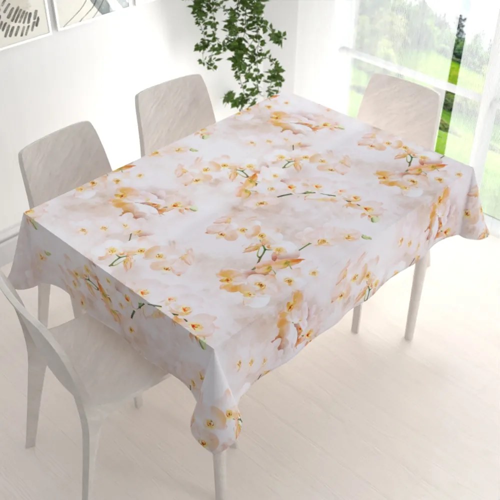 Biante Teflónový obdĺžnikový obrus TF-045 Orchidey na béžovom 50x100 cm