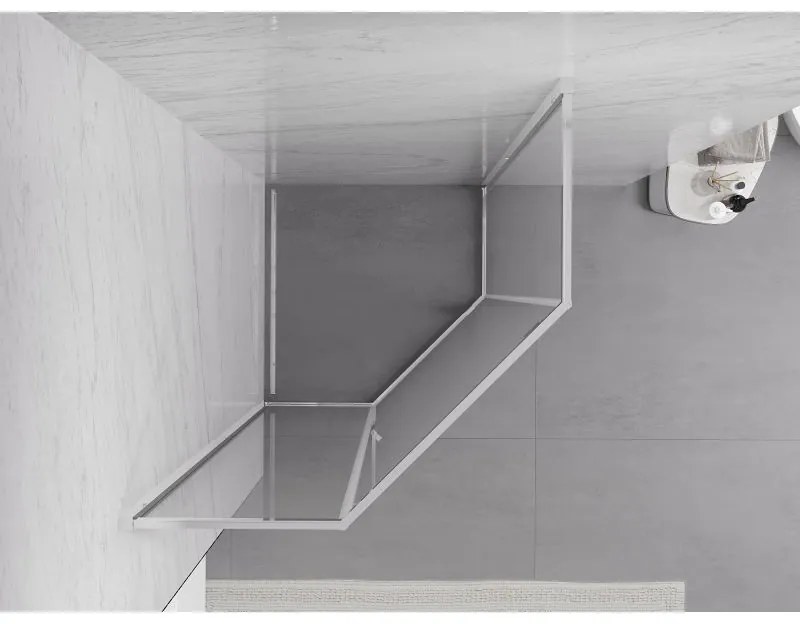Mexen Exo, päťuholníkový sprchový kút s výklopnými dverami 100 x 100 cm, 6mm číre sklo, chrómový profil, 812-100-100-01-00