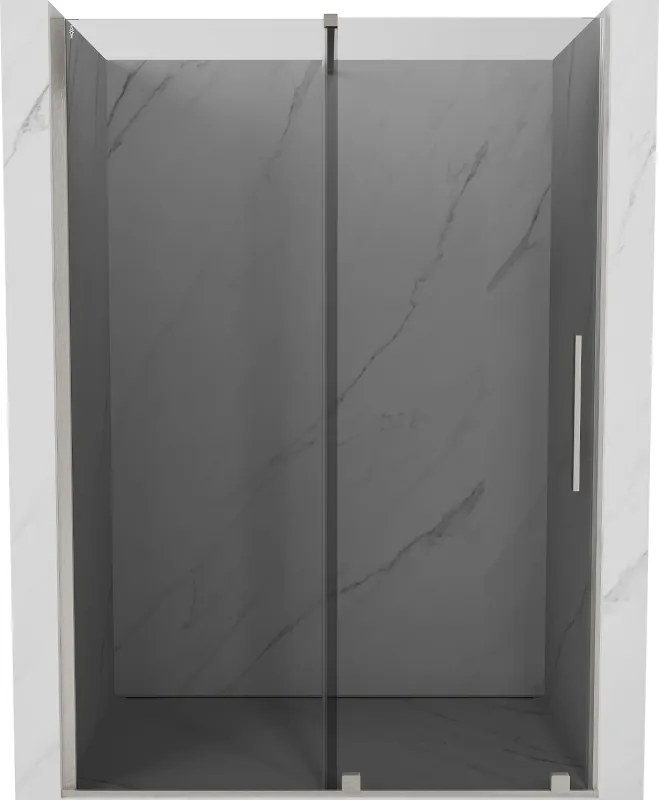 Mexen Velar, posuvné sprchové dvere do otvoru 140 cm, 8mm šedé sklo, brúsená oceľ, 871-140-000-41-97