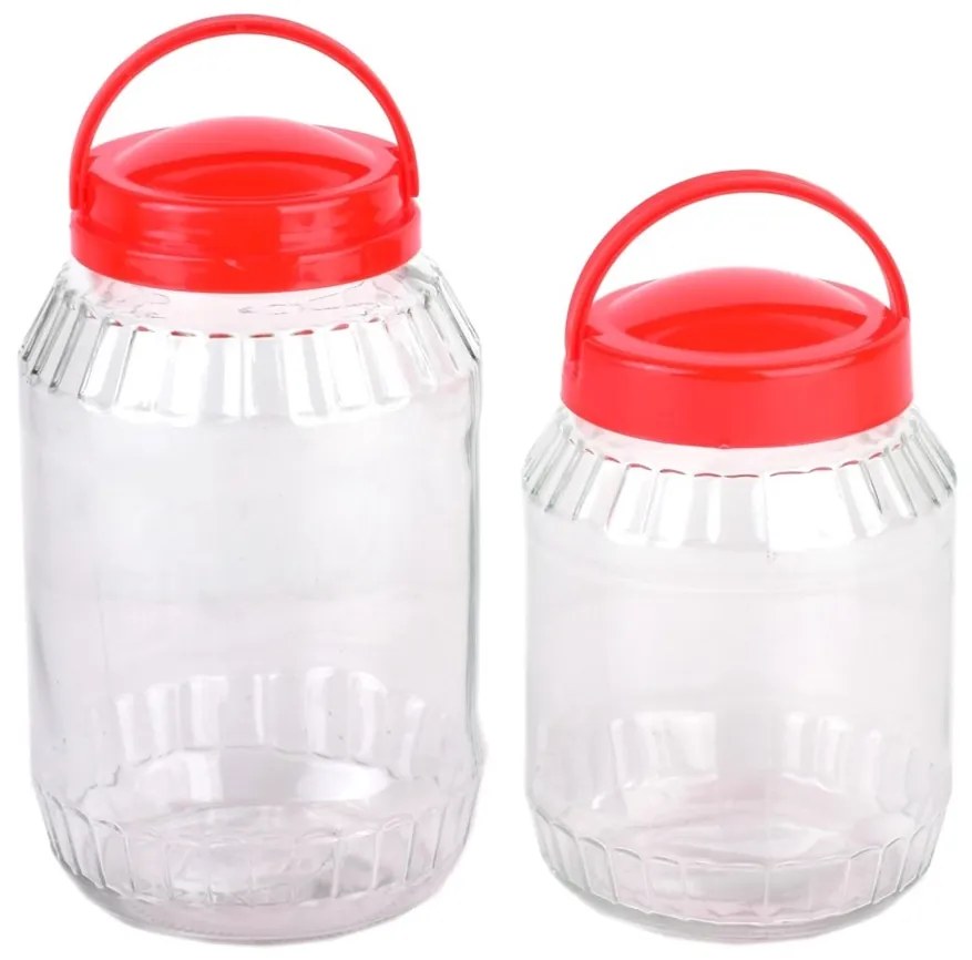 Sklenená nádoba na potraviny Basic Red 2l