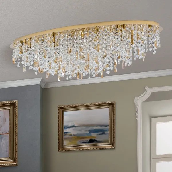 Orion - Krištáľové stropné svietidlo CRYSTALRIVER 21xG9/40W/230V zlatá