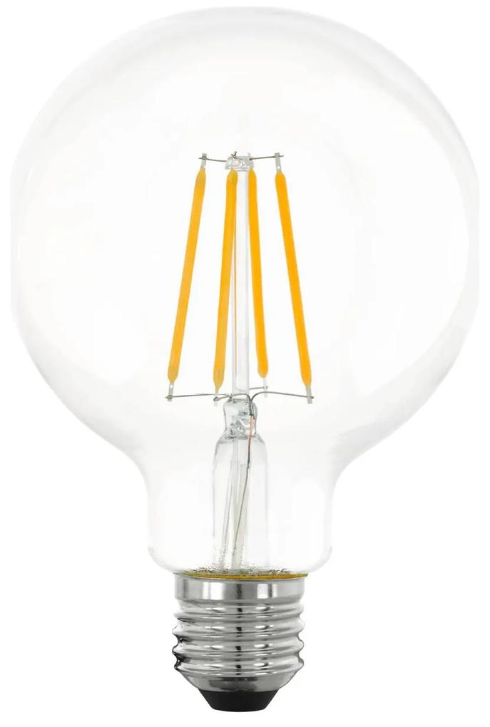 EGLO Stmievateľná filamentová LED žiarovka, E27, G95, 7W, 806lm, 2700K, teplá biela, číra