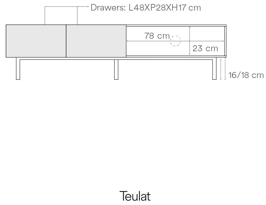 Biely/v prírodnej farbe TV stolík v dekore duba 180x45 cm Arista – Teulat