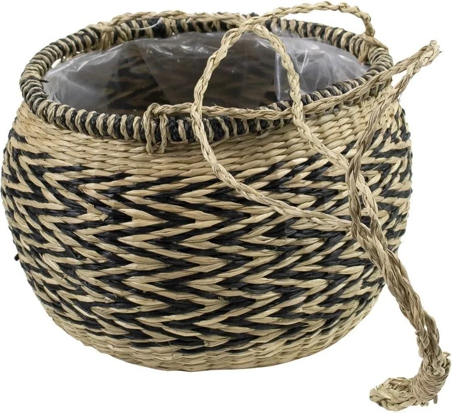 Závesný kvetináč z morskej trávy Zigzag - Ø 20 * 18cm