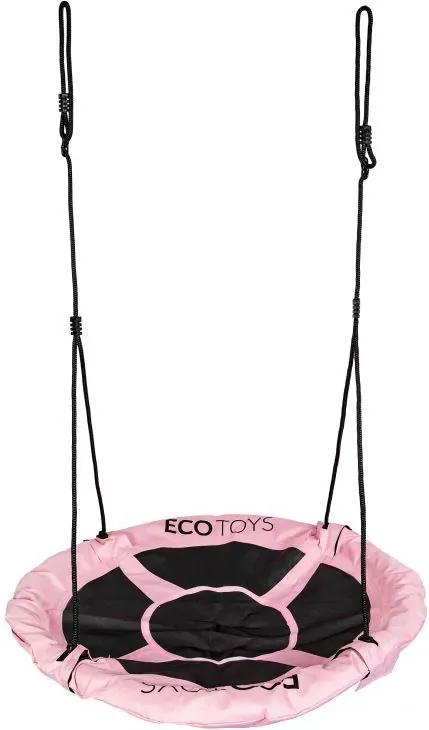 Hojdačka bocianie hniezdo pre deti Eco Toys, ružová
