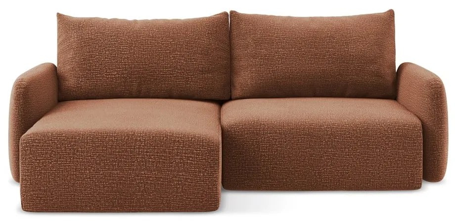 Rozkladacia/s úložným priestorom rohová pohovka v tehlovej farbe (ľavý roh) Kalena – Makamii