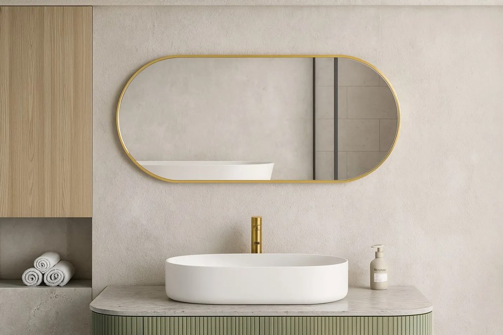 Erga Oval, oválne zrkadlo 50x90cm, zlatý rám, ERG-V01-OVAL-5090-GD