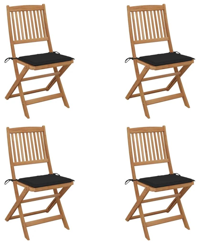 Skladacie záhradné stoličky s podložkami 4 ks akáciový masív 3064678