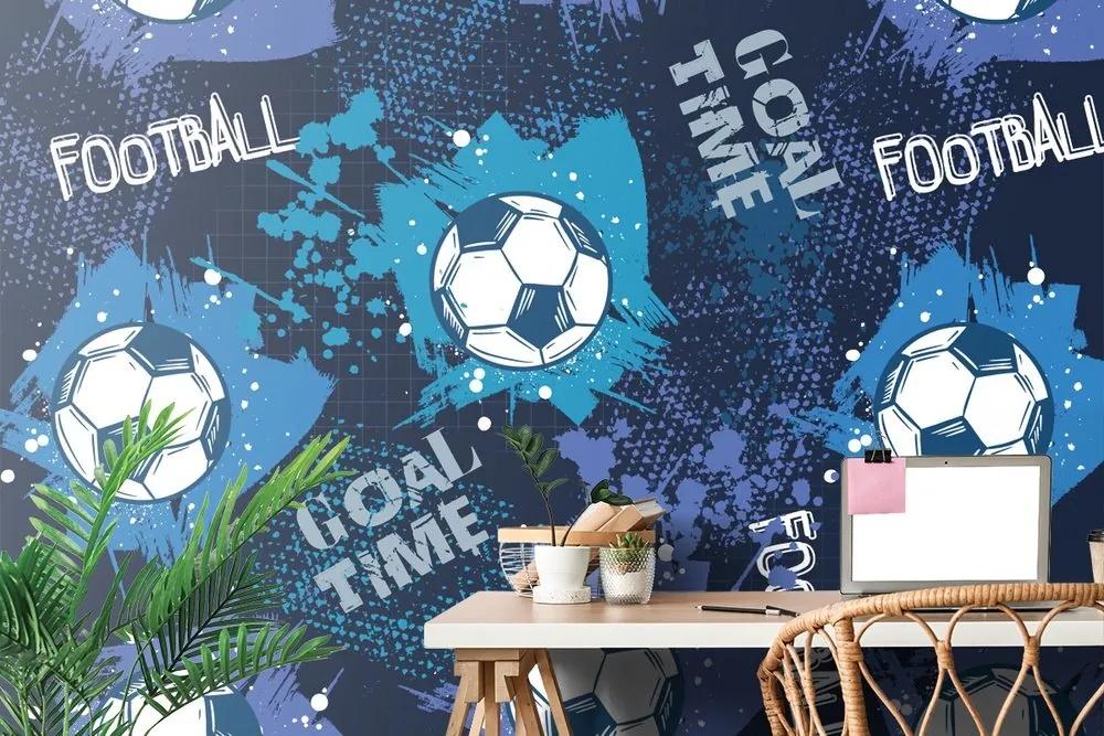 Samolepiaca tapeta futbalová lopta v modrom - 150x100