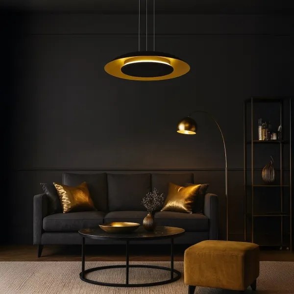 LED závesný luster na lanku PIATTINO LED/30W/230V 2700/3200/4000K pr. 40 cm čierna/zlatá