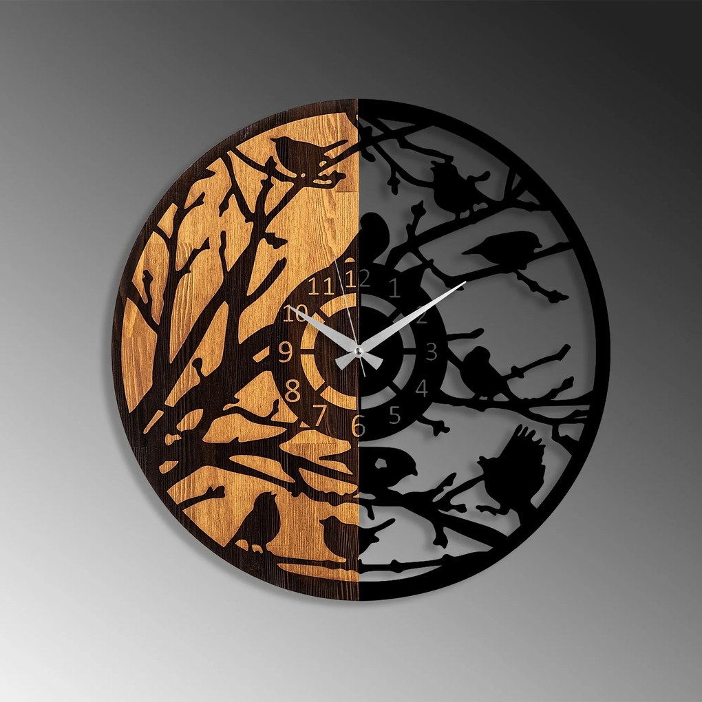 Dekoratívne nástenné hodiny WALLIE WOODEN 56 cm orech/čierne