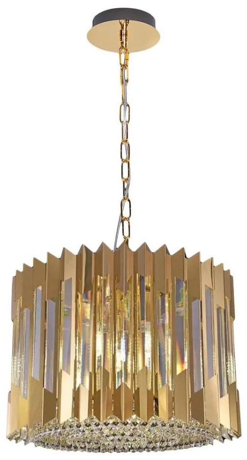 Luster na reťazi RITZ 7xE14/40W/230V pr. 42 cm zlatá