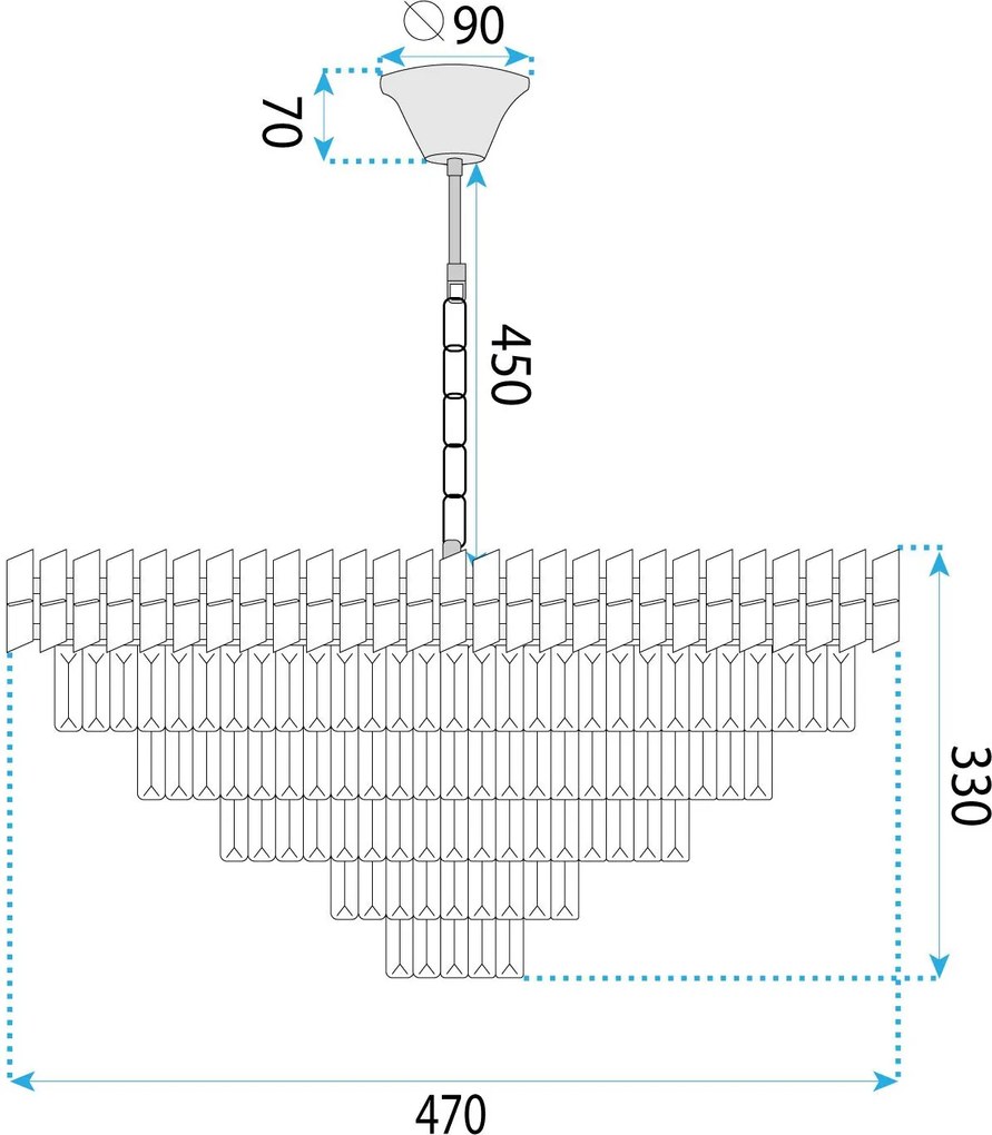 Toolight Toolight, krištáľové závesné svietidlo 50cm, 7xE14, G055-CP, chróm, OSW-08949