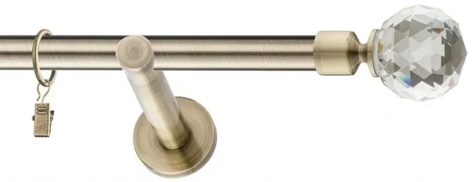 Dekorstudio Mosadzná jednoradová garniža CRYSTAL 19mm Dĺžka: 380cm, Typ uchytenia: Držiak modern, Typ príslušenstva: Bez príslušenstva