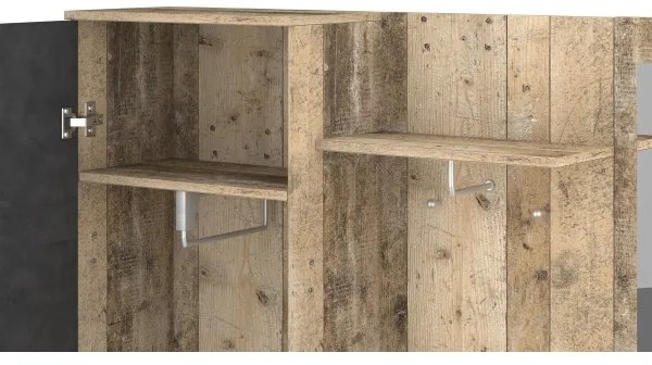 Stena za predsobo NOLAN z ogledalom, rjava/grafit