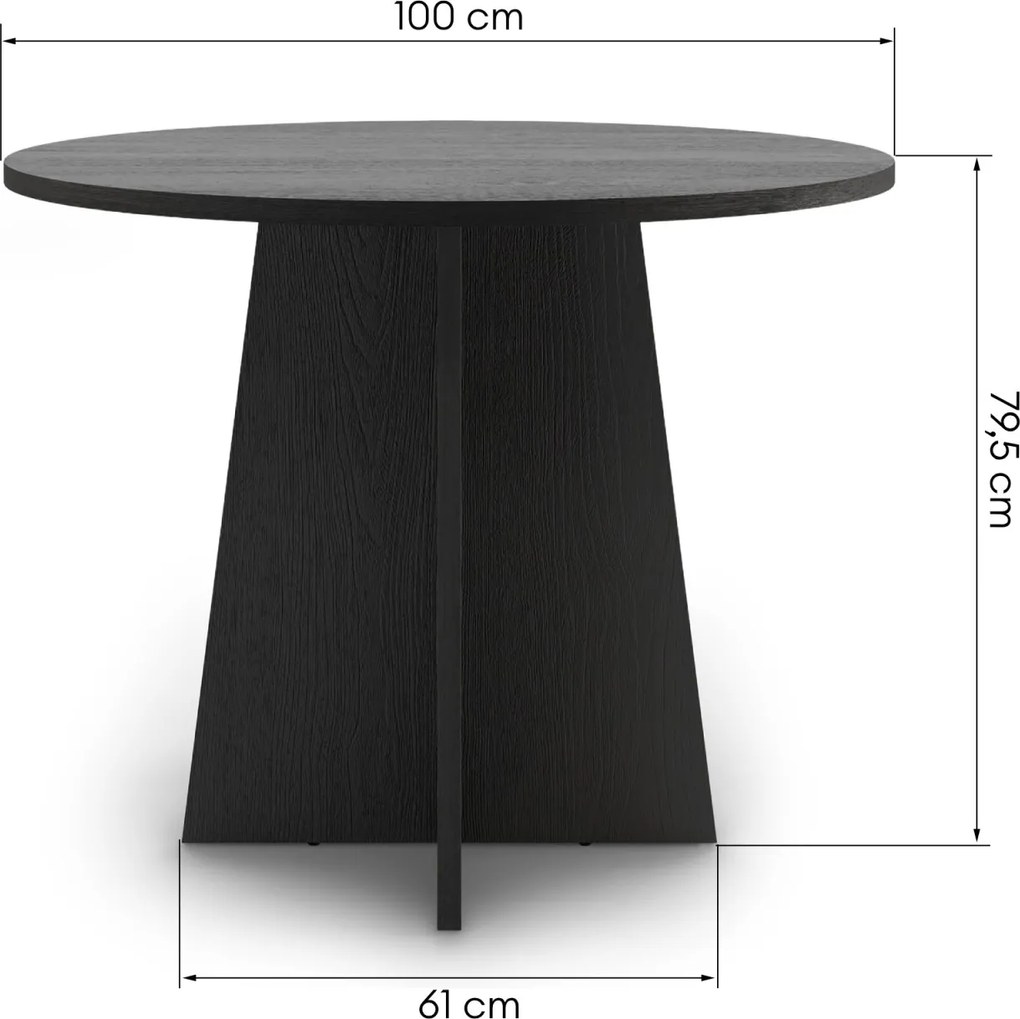 Okrúhly jedálenský stôl Merla 100 cm čierny
