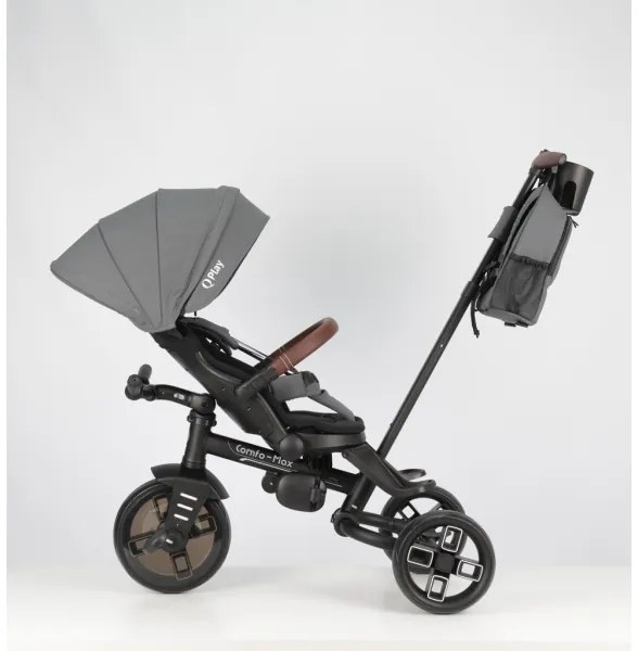 QPlay - Detská trojkolka 7 v 1 COMFO MAX sivá