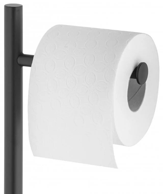 Erga Dyka, držiak na toaletný papier a toaletnú kefu 18x18x72 cm, čierna matná-hnedá, ERG-YKA-P.DYKA-BLK