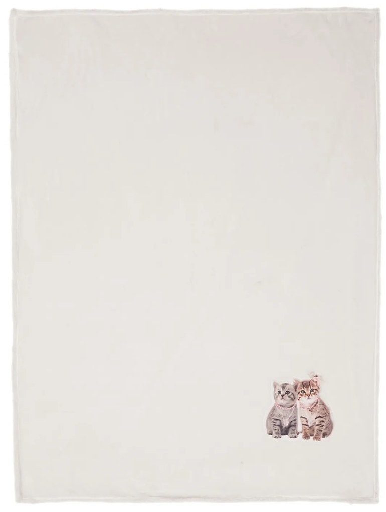 Krémový plyšový pléd s mačičkami - 130 * 160 cm