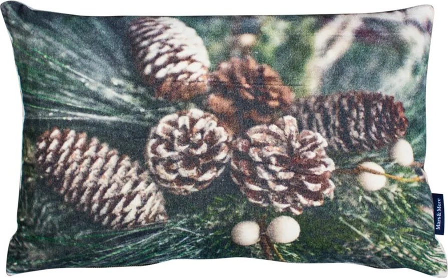 Zamatový vankúš s potlačou šišiek a ihličia - 50 * 30 * 15cm