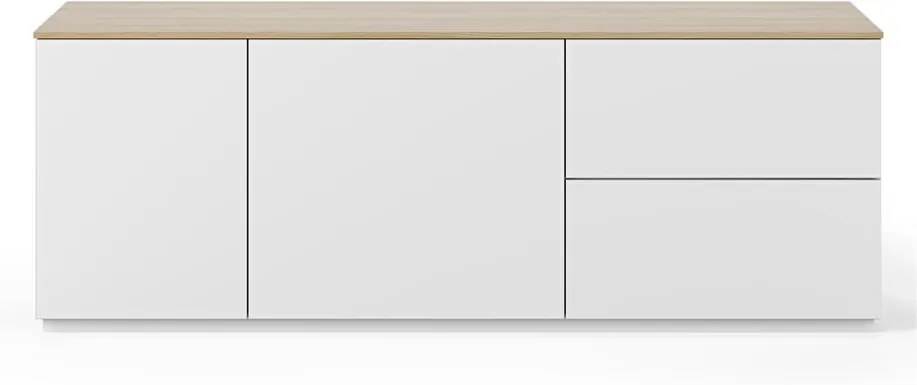 Biela komoda s doskou v dekore duba s 2 zásuvkami a 2 dvierkami TemaHome Join