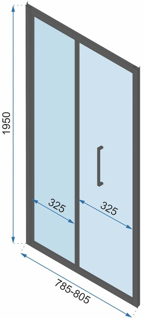 Rea Rapid Fold - sprchovací kút so skladacími dverami 90(dvere) x 80(stena) číre sklo, čierny profil, KPL-09901