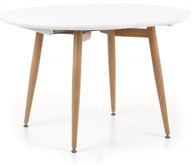 Oválny rozkladací jedálenský stôl Edward 120/200 cm biely/dub San remo