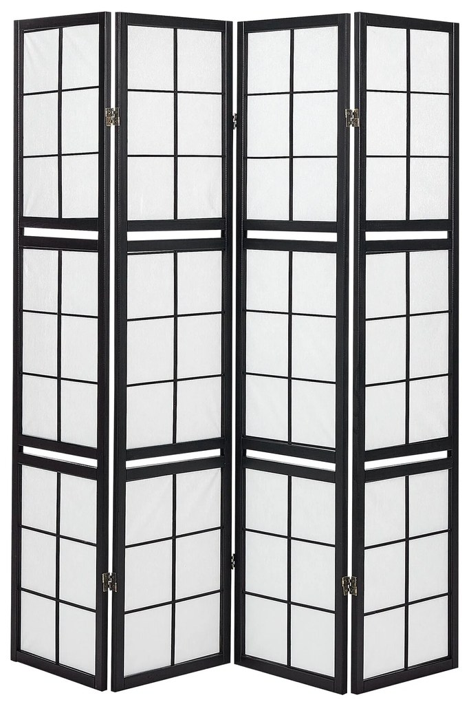 Drevený 4-dielny skladací paraván 170 x 120 cm čierny GOMAGOI Beliani