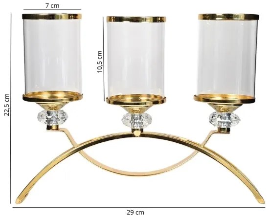 Svietnik GLAMOUR zlatý/priehľadný