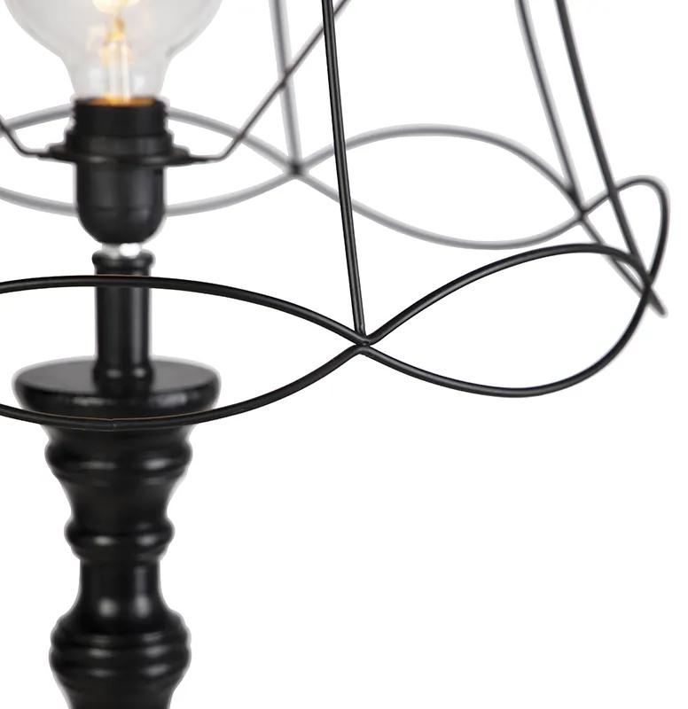 Stojacia lampa čierna s tienidlom Granny Frame 45 cm - Classico