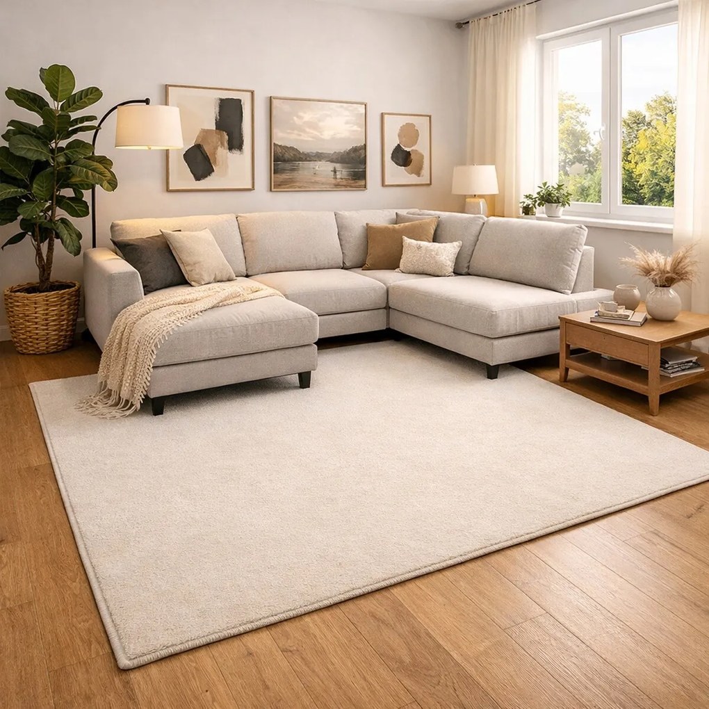 Kusový koberec Royal Lux 03 krémový štvorec, 400x400, biela, obývacia izba, AladinWorld Expres