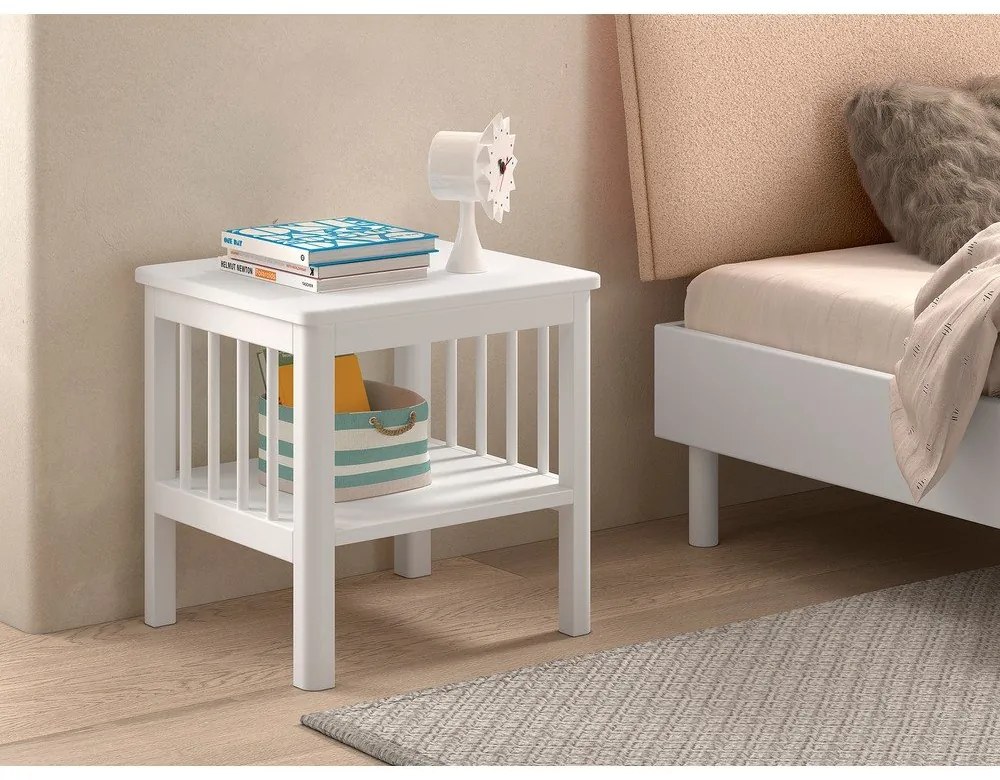 Biely detský nočný stolík z bukového dreva Forrest – Vipack