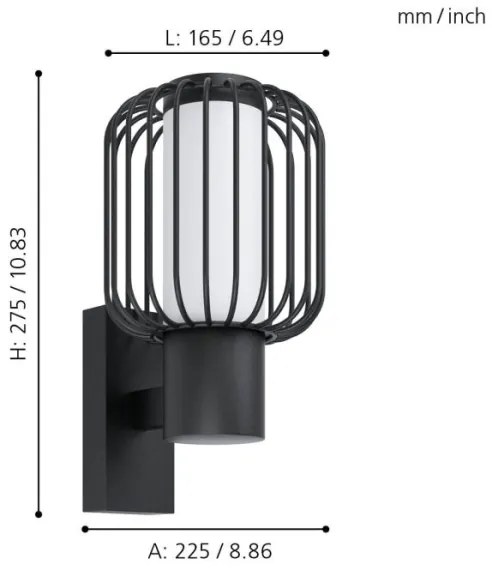 Eglo 98721 - Vonkajšie nástenné svietidlo RAVELLO 1xE27/28W/230V IP44