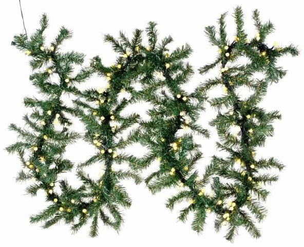 Nexos 57411 Vianočná dekorácia - girlanda s osvetlením 2,7 m - 200 LED teple biela