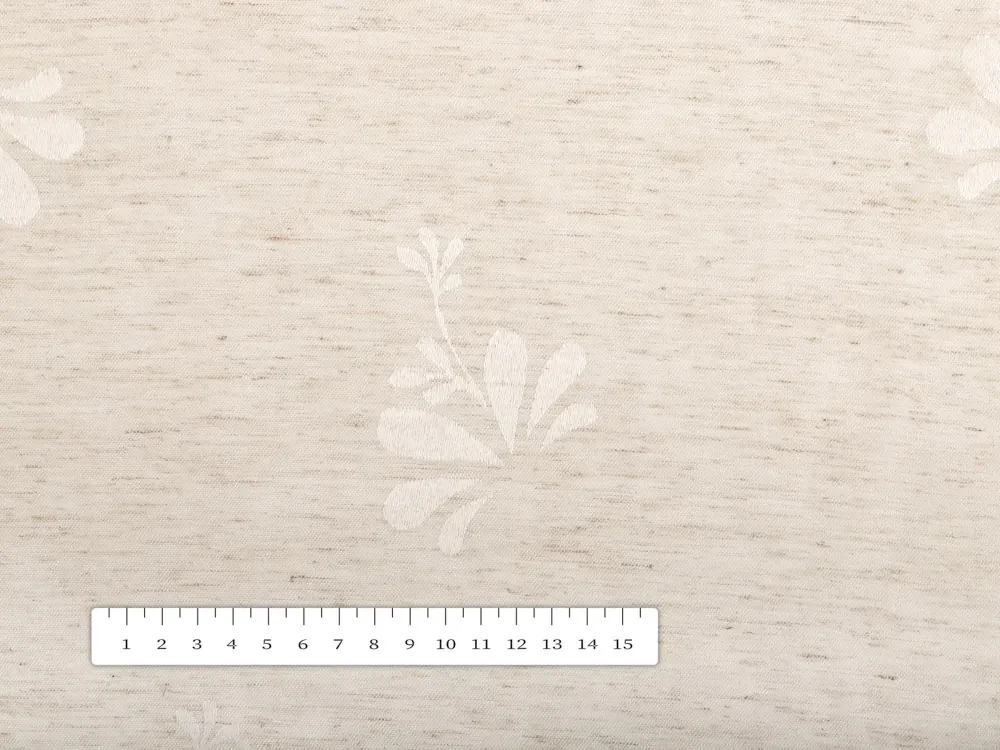 Teflónová látka na obrusy TF-076 Kvetinový ornament na režnom - šírka 160 cm