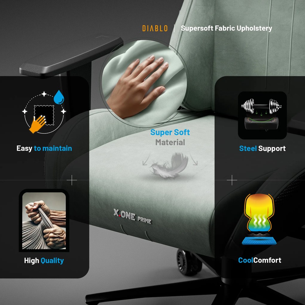 Zelené herné kreslo Diablo X.ONE Prime Ghotic Green