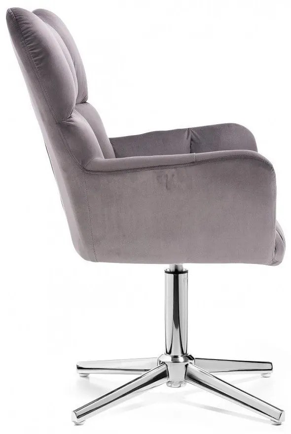 LuxuryForm DESIGN Otočné kreslo AURORA VELUR na striebornom kríži - tmavosivé