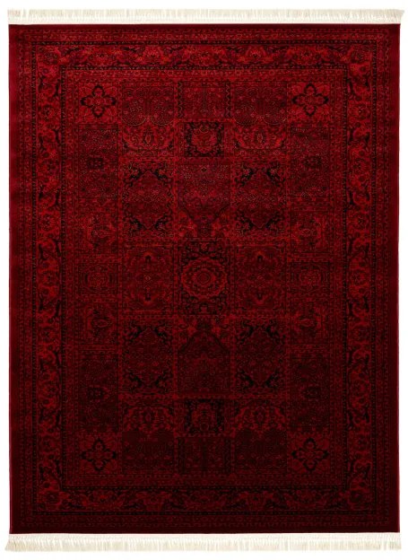 Koberec ORIENT 5365 so strapcami, rám / orientálny, bordový / čierny