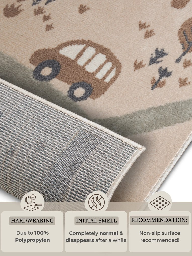 Detský koberček Adventures 105972 Cream Brown Grey, 120x170, béžová, detská izba, Hanse Home