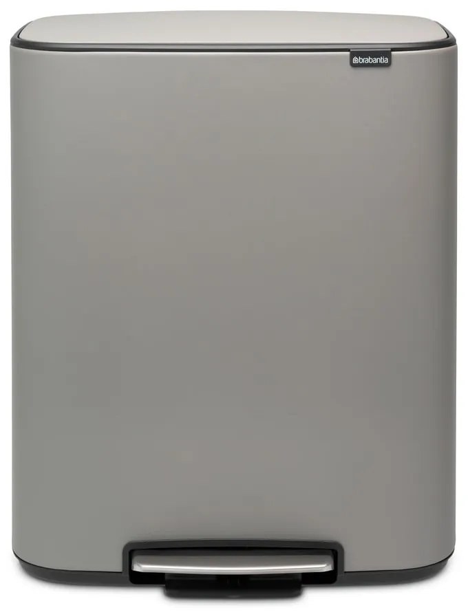 Svetlosivý nášľapný oceľový odpadkový kôš na triedený odpad 60 l Bo – Brabantia