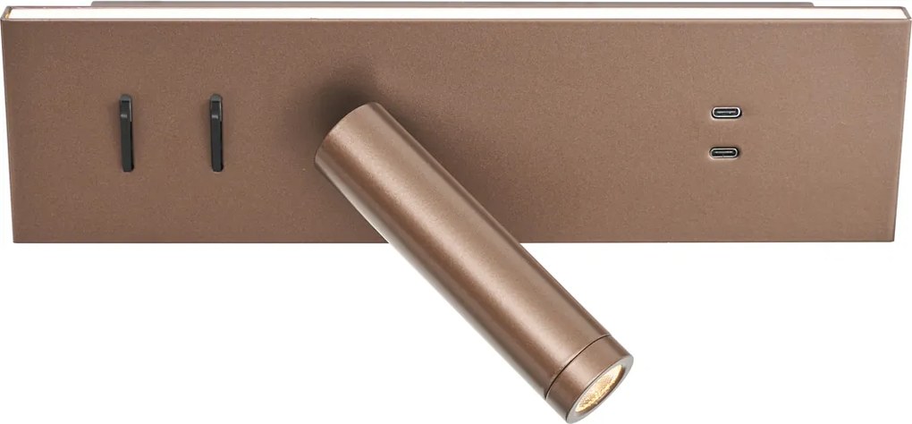 Sada 2 moderných nástenných svietidiel tmavý bronz nastaviteľné s USB-C vrátane LED - Modric
