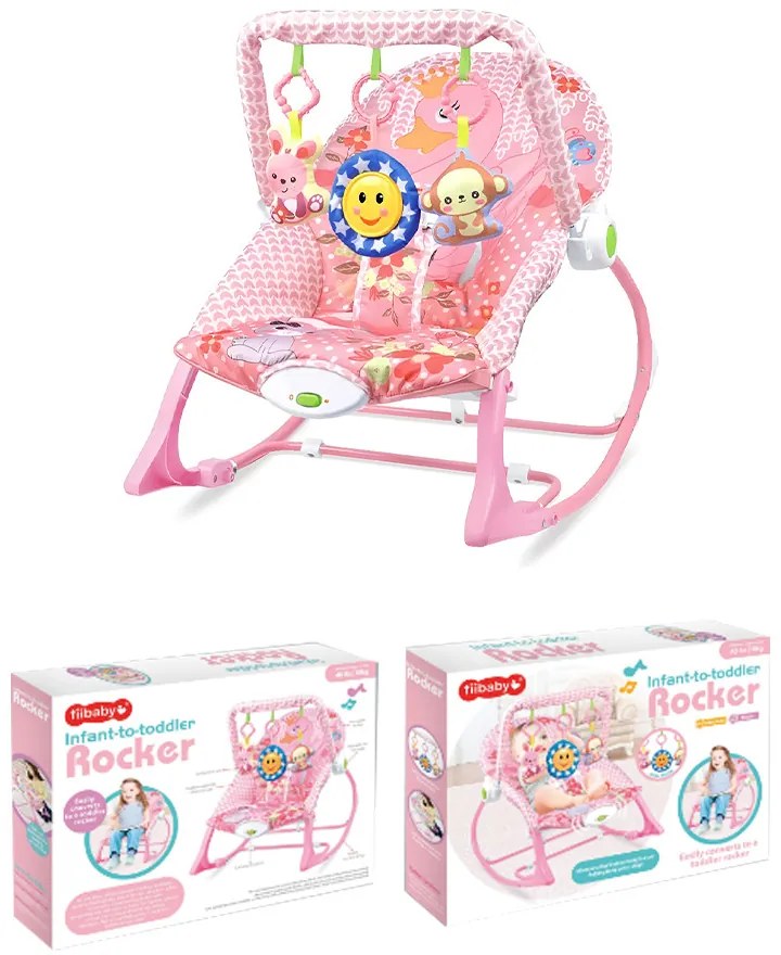 Vibrujúce, hudobné ležadlo do 18 kg, ružové